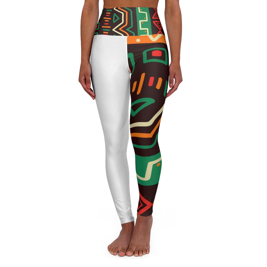 Queen Nzinga print on blanco *High Waisted Yoga Leggings