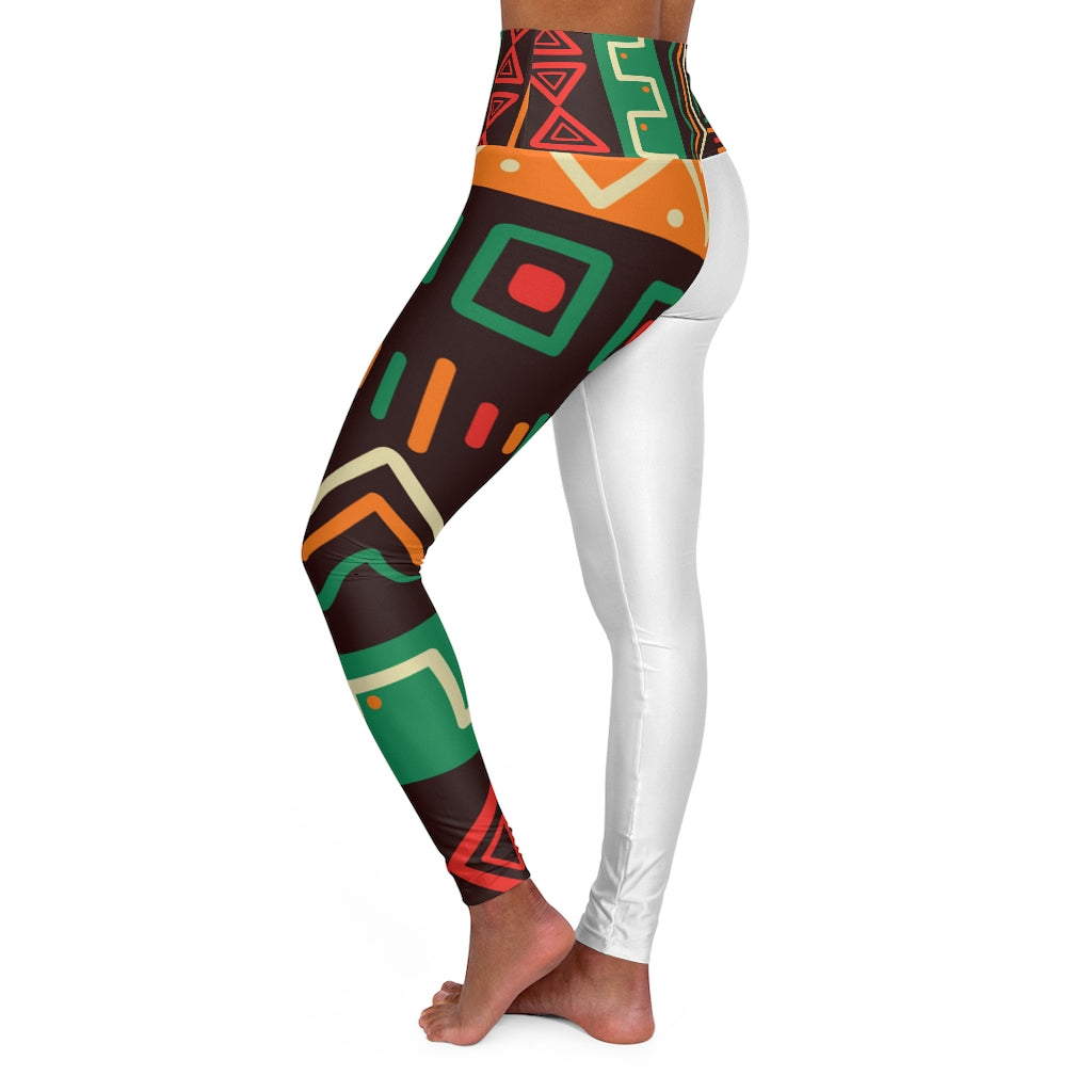 Queen Nzinga print on blanco *High Waisted Yoga Leggings