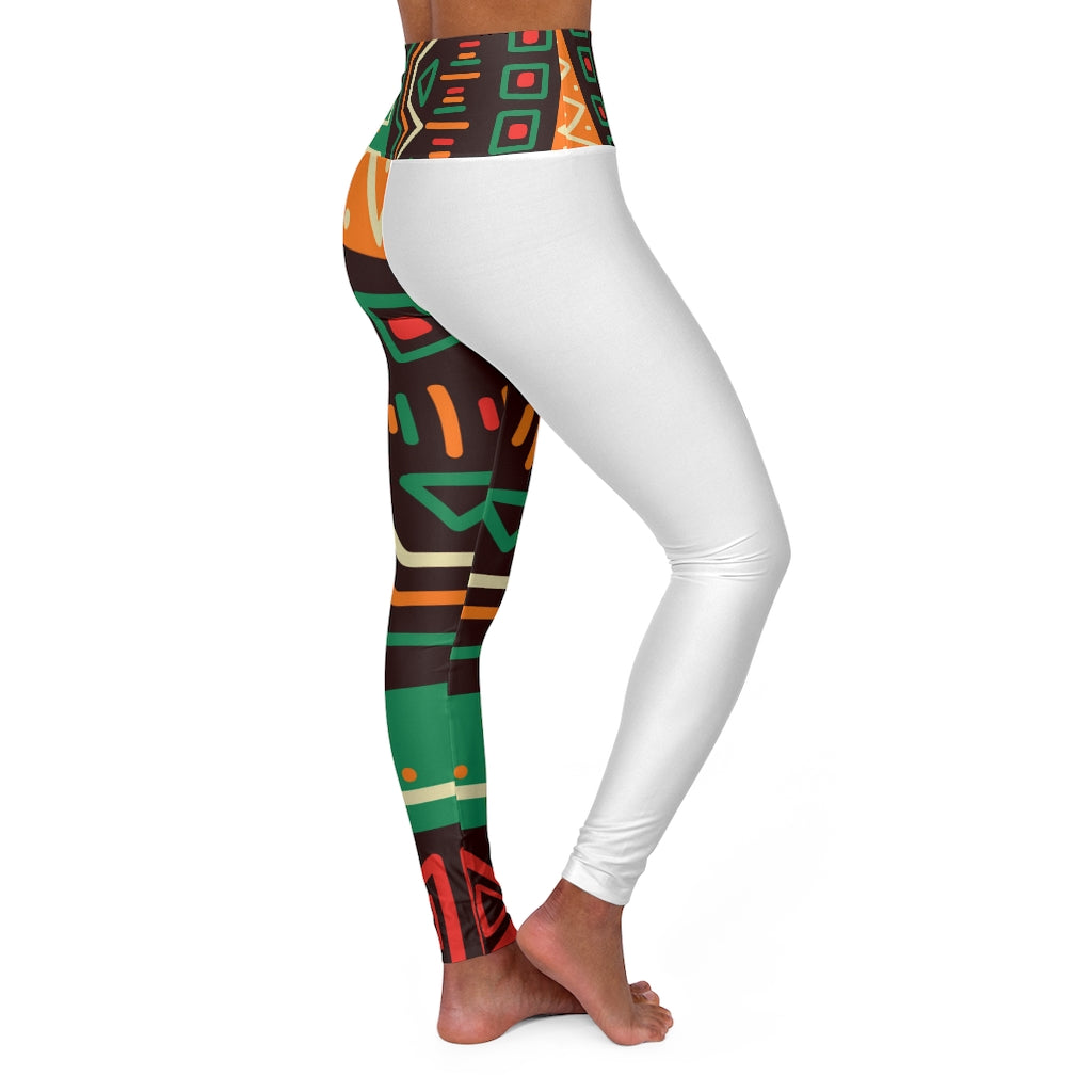 Queen Nzinga print on blanco *High Waisted Yoga Leggings